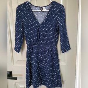 Divided By H&M Womans Size 4 Blue Polka Dot Dress Long Sleeve Nwot